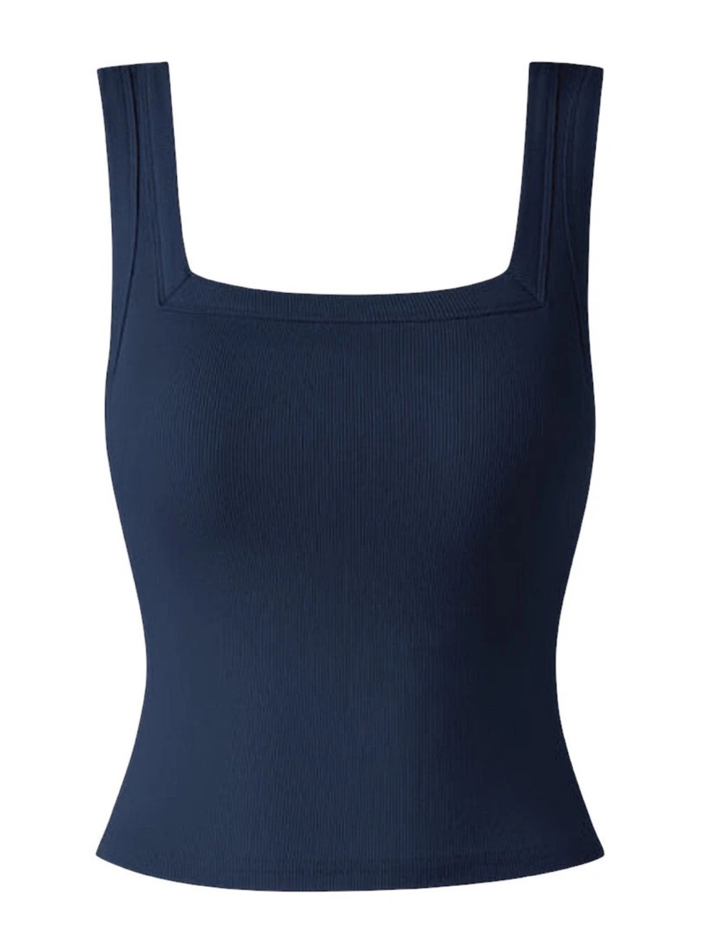 NEW, OGL Navy Ribbed Square Neck Cropped Padded Brami Tank Top Size X-Small